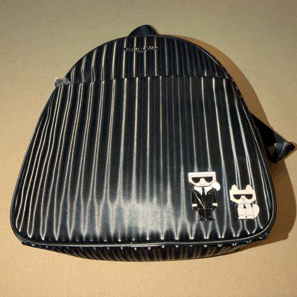 Karl Lagerfeld Paris Mini Backpack Black Silver LH4KZ8CJ BSV Logo
